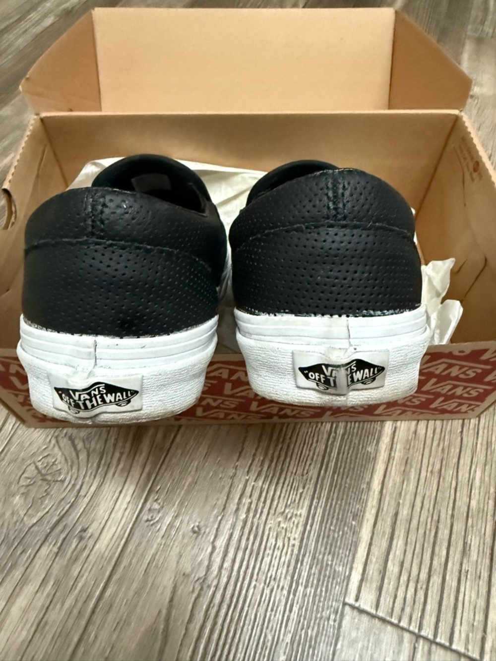 Vans Black Perforated Leather Slip-On Loafers - Picture 3 of 5